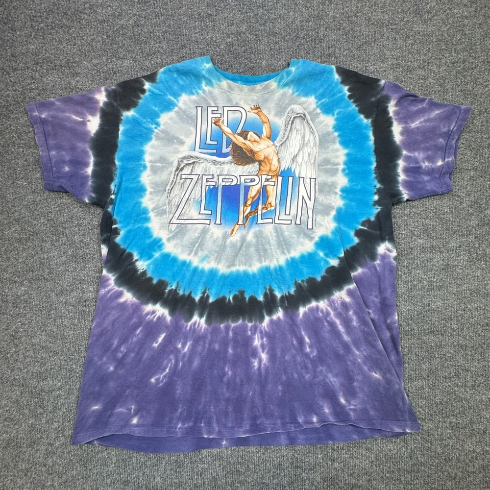 Led Zeppelin Tie Dye T Shirt Men 2XL‎ Purple Blue Angel Icarus Graphic